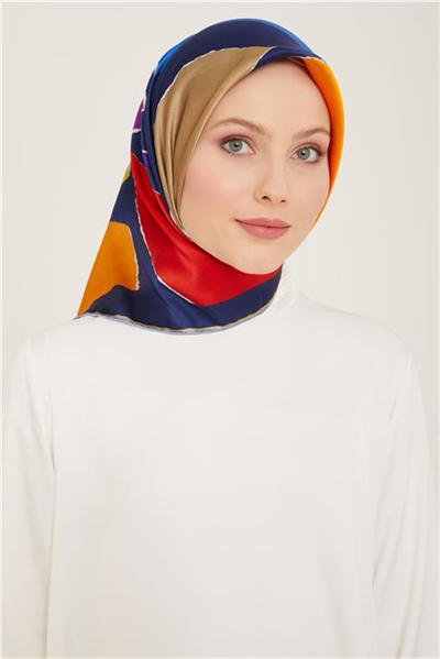 Armine Geometrik Desenli Twill İpek Eşarp 24Ya9125 83 80