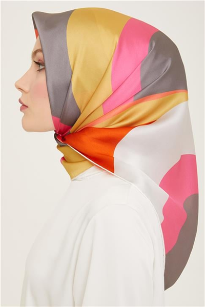 Armine Geometrik Desenli Twill İpek Eşarp 24Ya9148 31 55