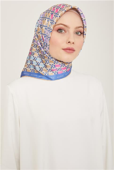 Armine Geometrik Desenli Twill İpek Eşarp 24Ya9144 37 56