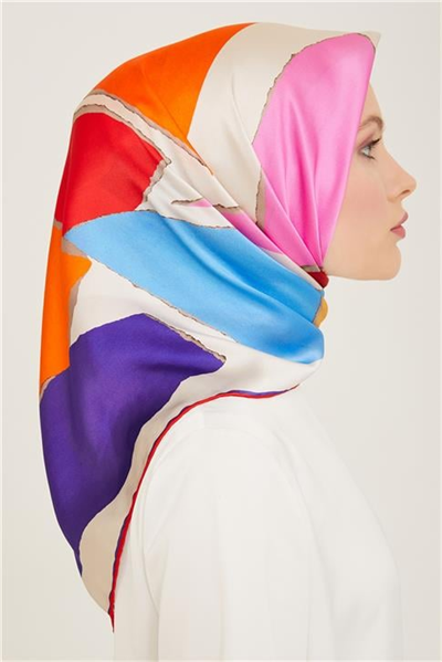 Armine Geometrik Desenli Twill İpek Eşarp 24Ya9125 83 04