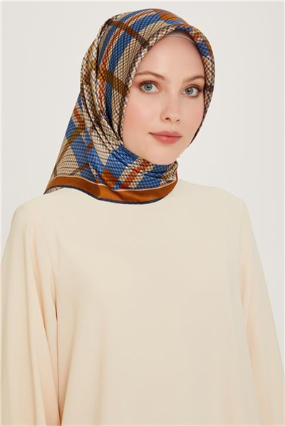 Armine Geometrik Desenli Twill Saf İpek Eşarp 9247D 01