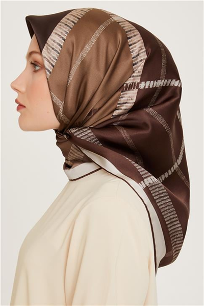 Armine Geometrik Desenli Twill Saf İpek Eşarp 9206D 87