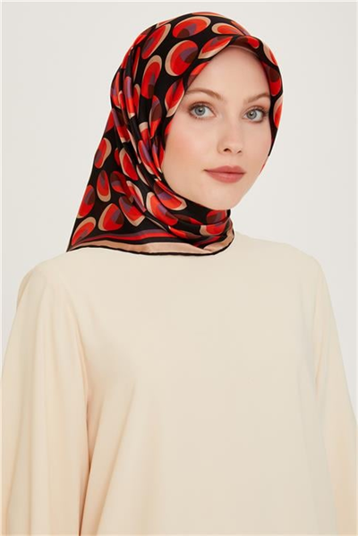 Armine Geometrik Desenli Twill Saf İpek Eşarp 9219D 09