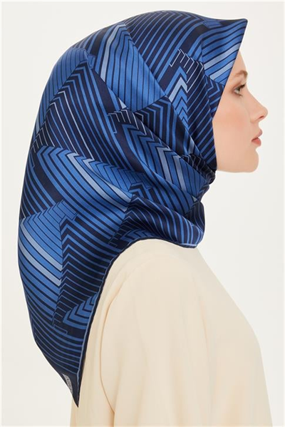 Armine Geometrik Desenli Twill Saf İpek Eşarp 9218D 83 85