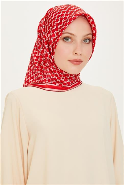 Armine Geometrik Desenli Twill Saf İpek Eşarp 9226D 52