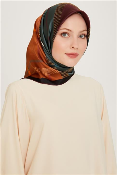 Armine Geometrik Desenli Twill Saf İpek Eşarp 9206D 33