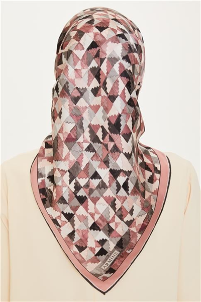 Armine Geometrik Desenli Twill Saf İpek Eşarp 9214D 85 86