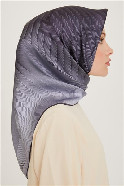 Armine Geometrik Desenli Twill Saf İpek Eşarp 9237D 03
