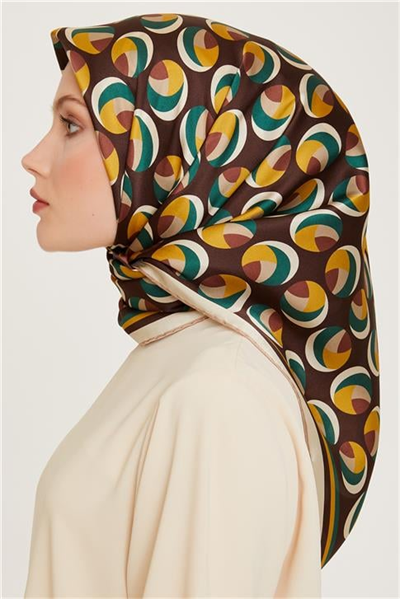 Armine Geometrik Desenli Twill Saf İpek Eşarp 9219D 31
