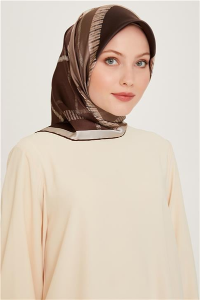 Armine Geometrik Desenli Twill Saf İpek Eşarp 9206D 87