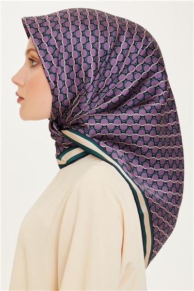 Armine Geometrik Desenli Twill Saf İpek Eşarp 9226D 83