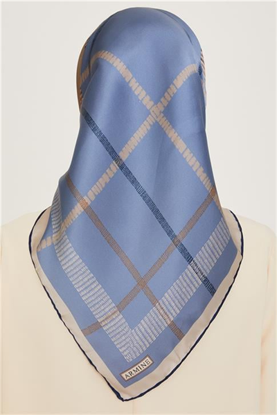 Armine Geometrik Desenli Twill Saf İpek Eşarp 9206D 06