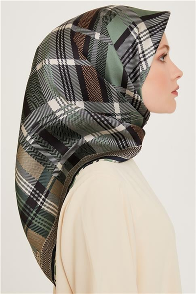 Armine Geometrik Desenli Twill Saf İpek Eşarp 9223D 36