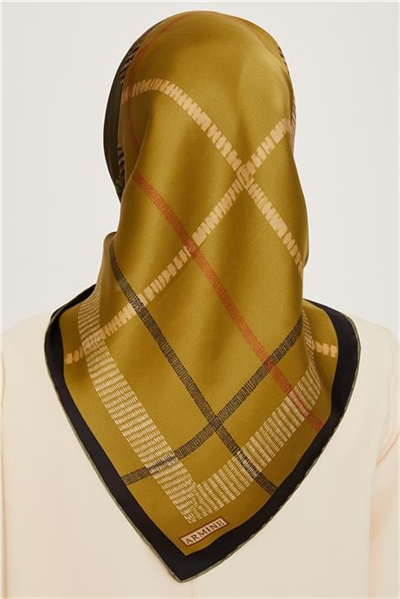 Armine Geometrik Desenli Twill Saf İpek Eşarp 9206D 37