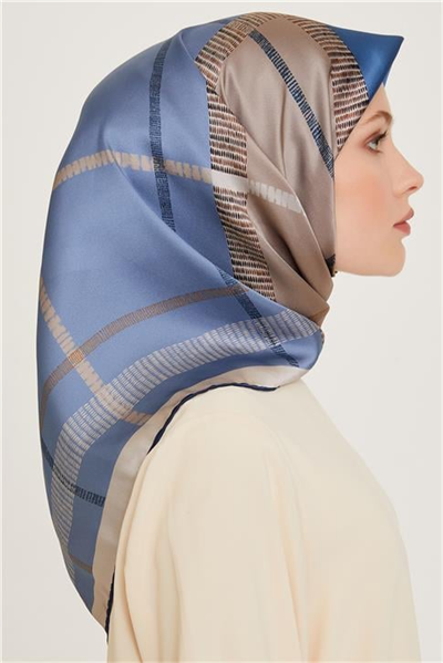 Armine Geometrik Desenli Twill Saf İpek Eşarp 9206D 06