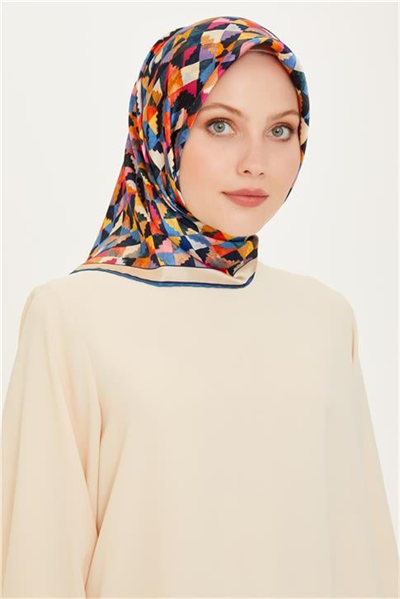 Armine Geometrik Desenli Twill Saf İpek Eşarp 9214D 85 32