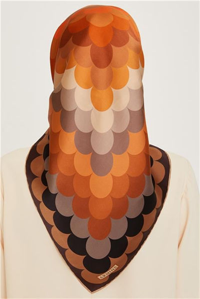 Armine Geometrik Desenli Twill Saf İpek Eşarp 9212D 81 33