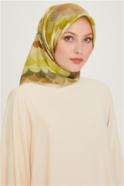 Armine Geometrik Desenli Twill Saf İpek Eşarp 9212D 81 37