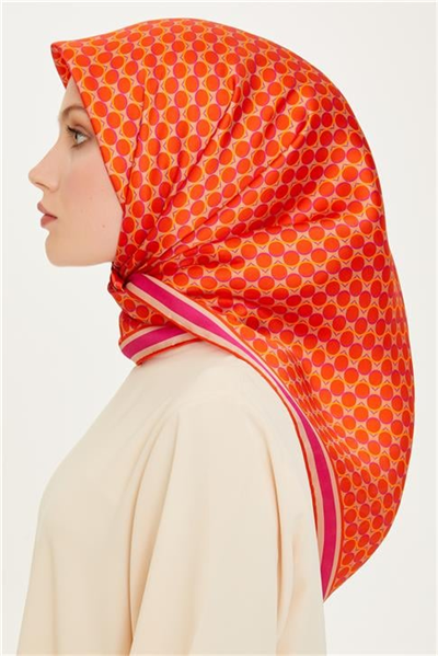Armine Geometrik Desenli Twill Saf İpek Eşarp 9226D 09
