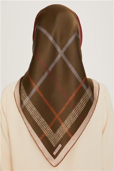 Armine Geometrik Desenli Twill Saf İpek Eşarp 9206D 07