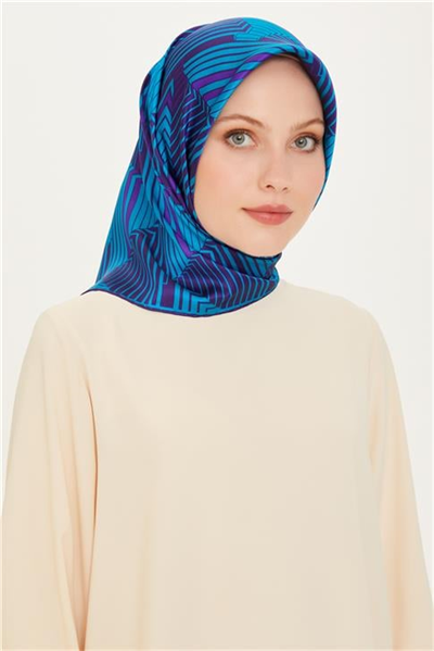 Armine Geometrik Desenli Twill Saf İpek Eşarp 9218D 83 07