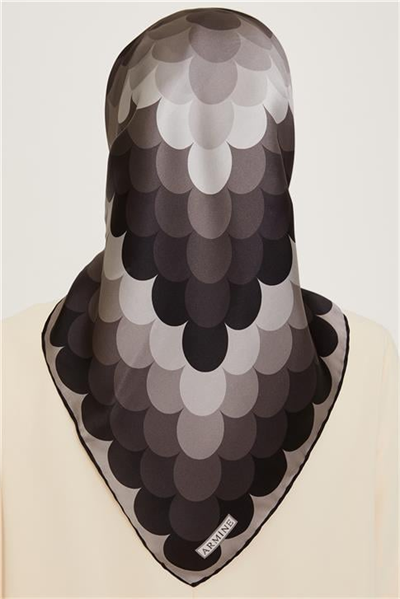 Armine Geometrik Desenli Twill Saf İpek Eşarp 9212D 81 81