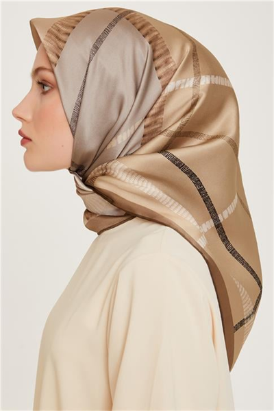 Armine Geometrik Desenli Twill Saf İpek Eşarp 9206D 11