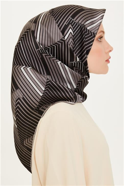 Armine Geometrik Desenli Twill Saf İpek Eşarp 9218D 83 81