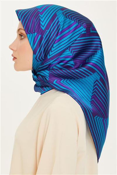 Armine Geometrik Desenli Twill Saf İpek Eşarp 9218D 83 07