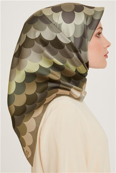 Armine Geometrik Desenli Twill Saf İpek Eşarp 9212D 81 38
