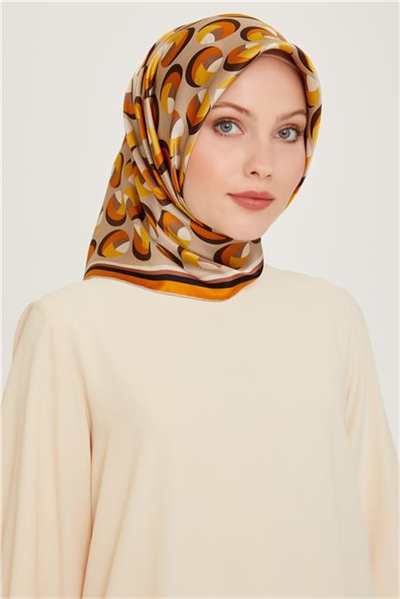 Armine Geometrik Desenli Twill Saf İpek Eşarp 9219D 38