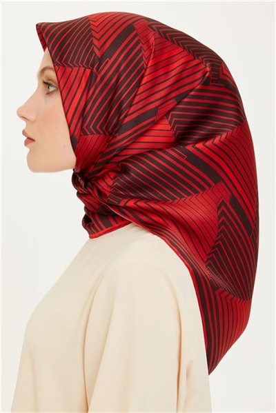 Armine Geometrik Desenli Twill Saf İpek Eşarp 9218D 83 82