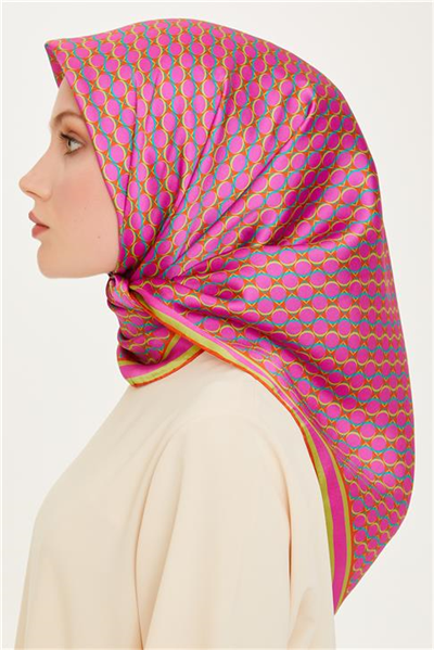 Armine Geometrik Desenli Twill Saf İpek Eşarp 9226D 12
