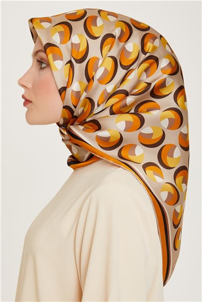 Armine Geometrik Desenli Twill Saf İpek Eşarp 9219D 38