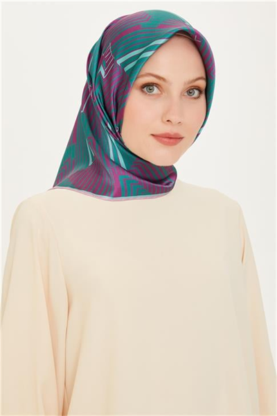 Armine Geometrik Desenli Twill Saf İpek Eşarp 9218D 83 39