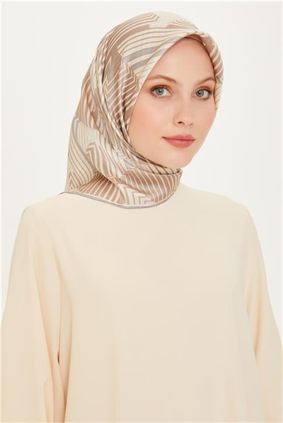 Armine Geometrik Desenli Twill Saf İpek Eşarp 9218D 83 83