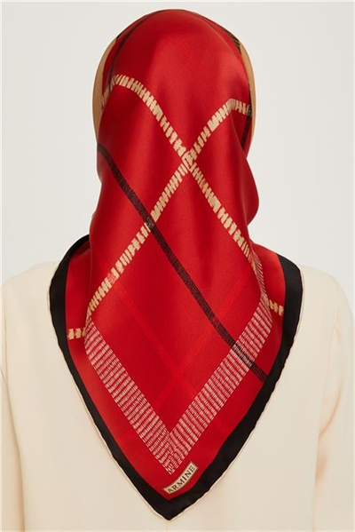 Armine Geometrik Desenli Twill Saf İpek Eşarp 9206D 31