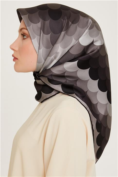 Armine Geometrik Desenli Twill Saf İpek Eşarp 9212D 81 81