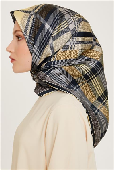 Armine Geometrik Desenli Twill Saf İpek Eşarp 9223D 31