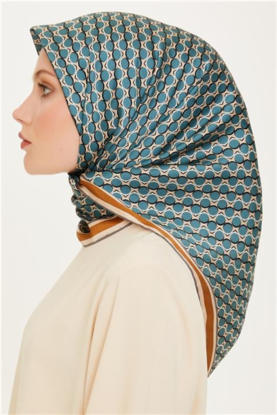 Armine Geometrik Desenli Twill Saf İpek Eşarp 9226D 35