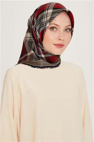 Armine Geometrik Desenli Twill Saf İpek Eşarp 9223D 35
