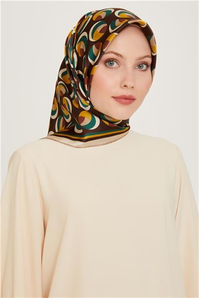 Armine Geometrik Desenli Twill Saf İpek Eşarp 9219D 31