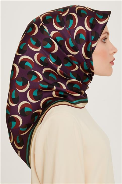 Armine Geometrik Desenli Twill Saf İpek Eşarp 9219D 52