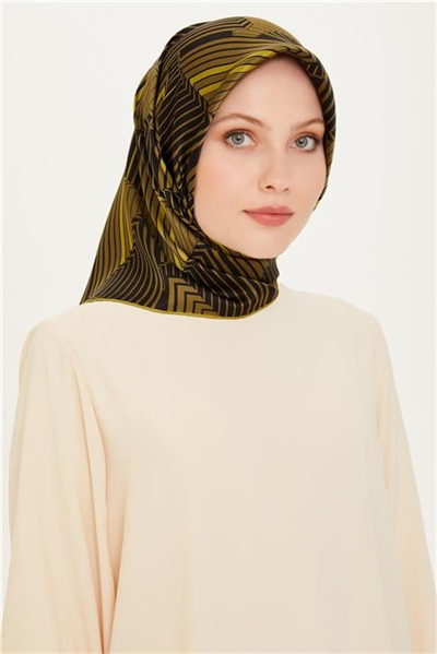 Armine Geometrik Desenli Twill Saf İpek Eşarp 9218D 83 04
