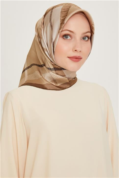 Armine Geometrik Desenli Twill Saf İpek Eşarp 9206D 11