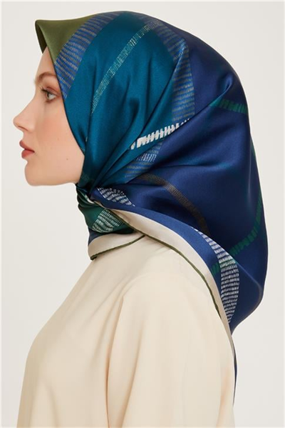 Armine Geometrik Desenli Twill Saf İpek Eşarp 9206D 55