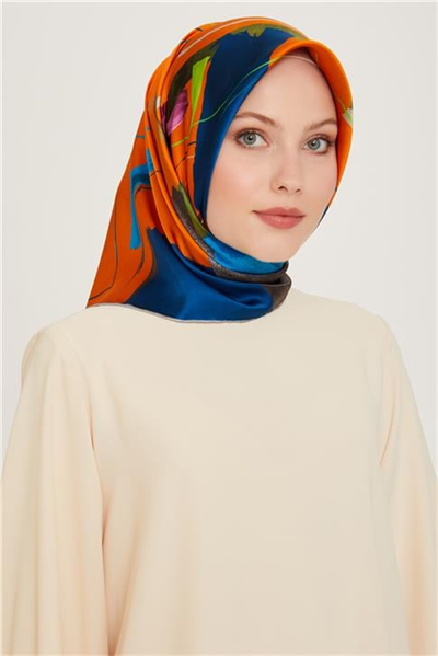 Armine Geometrik Desenli Twill Saf İpek Eşarp 9241D 81