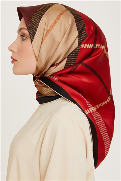 Armine Geometrik Desenli Twill Saf İpek Eşarp 9206D 31