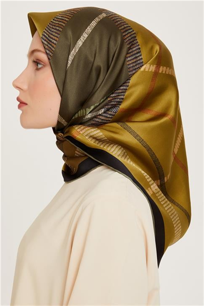 Armine Geometrik Desenli Twill Saf İpek Eşarp 9206D 37