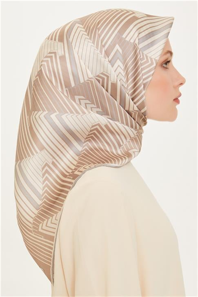 Armine Geometrik Desenli Twill Saf İpek Eşarp 9218D 83 83